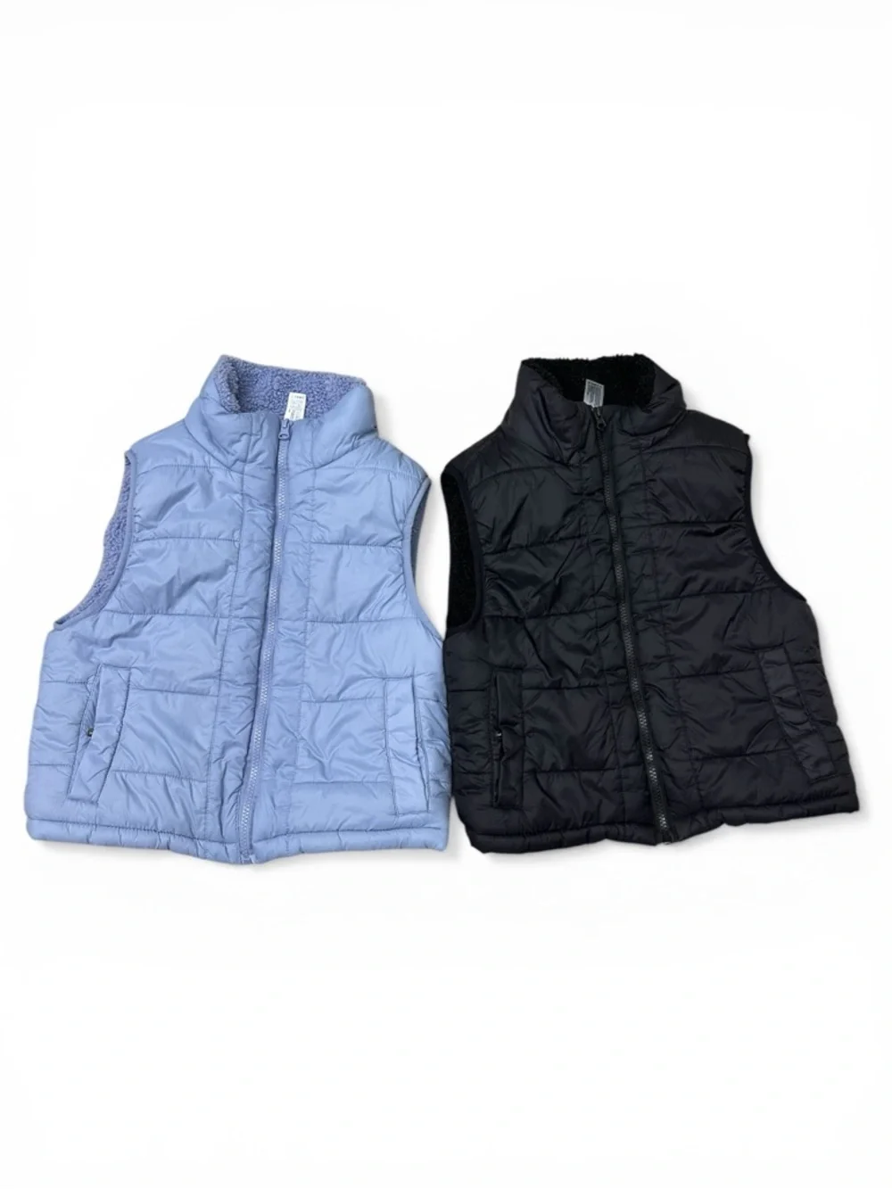 Yogalicious Girls Cozy Puffer Vest Bundle Size L 12 Sherpa Lined Black Blue